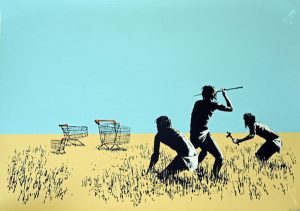 Banksy - Trolley Hunter (Koloriert) 2007