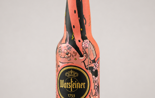 Warsteiner ‘Artist’s Bottle’ with a pink rabbit design